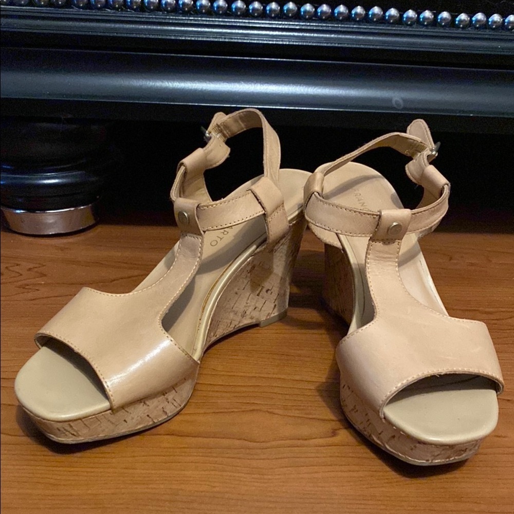 Franco Sarto Leather Espadrille Wedge Sandals